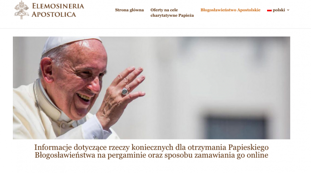 Okolicznościowe błogosławieństwa papieskie teraz także online